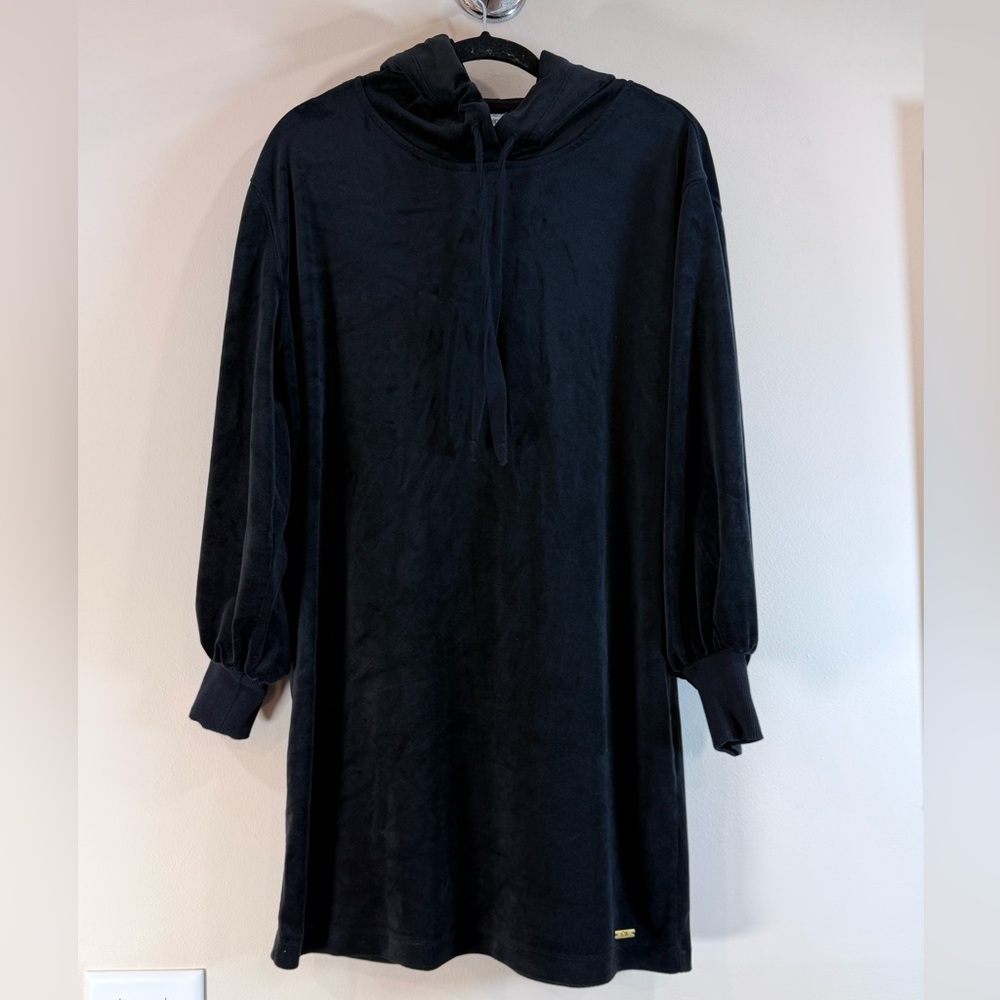 🔥Calvin Klein Women’s Black Velvet Hooded Tunic Size M EC🔥
